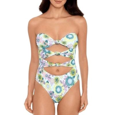 Salt + Cove Womens Swimwear One-Piece Cutout Tie-Knot Blue XL