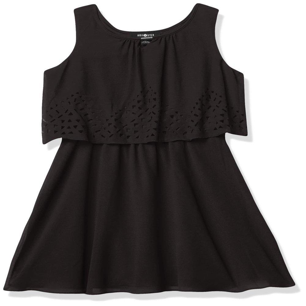 Amy Byer Girls' Popover Dress, Black, 14