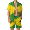 Adugen Origei Men's Jamaican Flag Button-Up Shirt Hawaiian Shirt Party Beach Suit Dry Surfing Beach Shorts with Pockets S view 1