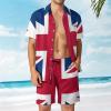 Adugen Origei Summer Combo Men's Two Piece Matching Sets British Flag Beach Suit Button-Up Shirt Hawaiian Shirt S view 2