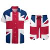 Adugen Origei Summer Combo Men's Two Piece Matching Sets British Flag Beach Suit Button-Up Shirt Hawaiian Shirt S view 3