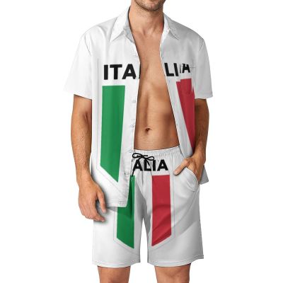 Adugen Origei Party Shorts Shirt Men Swim Trunks Quick Italian Flag Dry Surfing Beach Shorts with Pockets Casual Beach Suit S