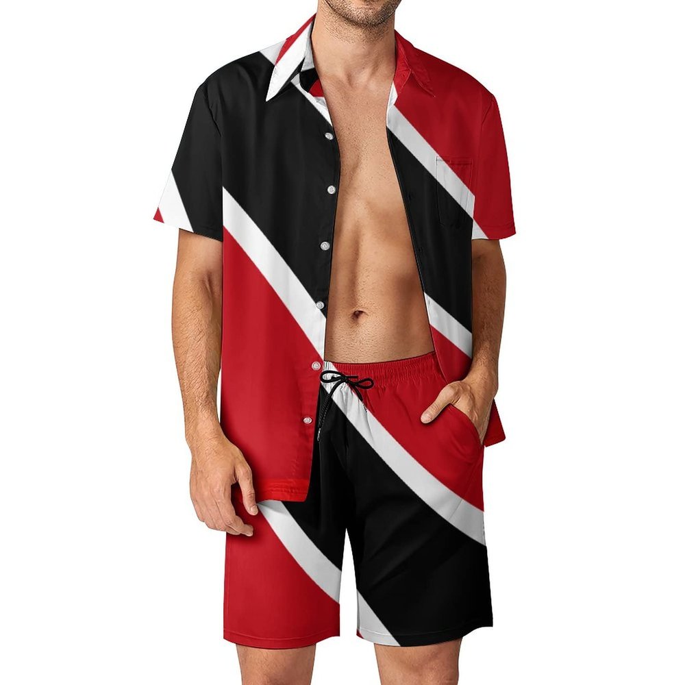 Adugen Origei Trinidad and Tobago Flag Casual Beach Suit Summer Beach Shorts 80s 90s Men's Swim Trunks Printed Beach Shorts M