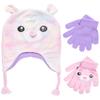 ABG Accessories Girls Critter Winter Hat and 2 Pair Gloves or Mittens (Toddler/Little Girls), Size Age 4-7, Pink Bear Gloves view 1