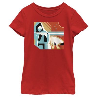 STAR WARS Girl's OBI-Wan Kenobi Geometric OBI-Wan T-Shirt - Red - Large
