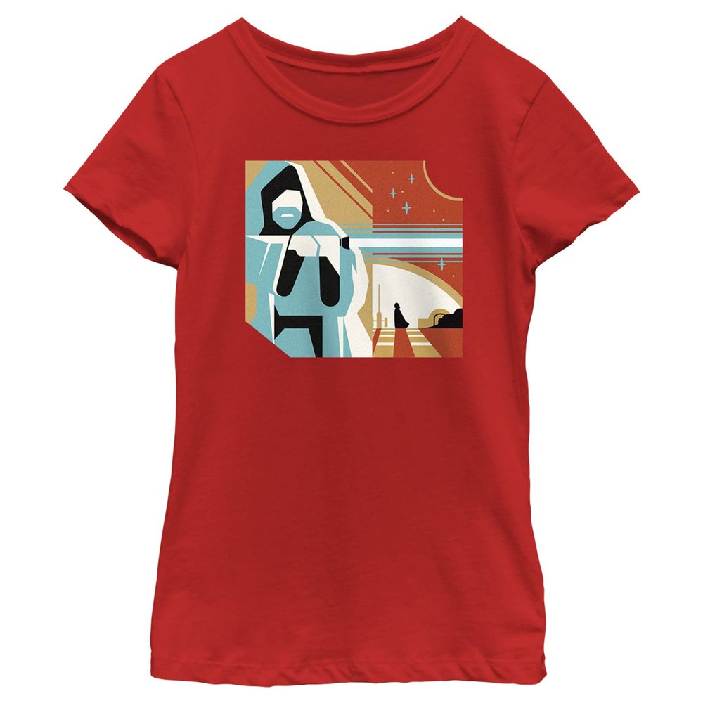 STAR WARS Girl's OBI-Wan Kenobi Geometric OBI-Wan T-Shirt - Red - Large