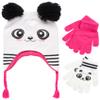 ABG Accessories Girls Critter Winter Hat and 2 Pair Gloves or Mittens (Toddler/Little Girls), Size Age 4-7, Panda Gloves view 1