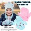 ABG Accessories Girls Critter Winter Hat and 2 Pair Gloves or Mittens (Toddler/Little Girls), Size Age 2-4, Caticorn Blue Cloud Mittens view 4