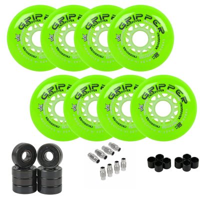 Labeda Gripper Roller Hockey Wheels + Hybrid Ceramic Bearings X-Soft Green 80mm
