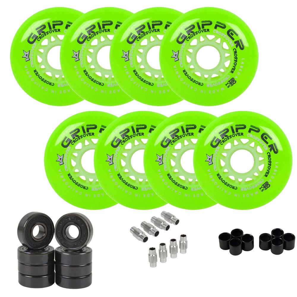 Labeda Gripper Roller Hockey Wheels + Hybrid Ceramic Bearings X-Soft Green 80mm