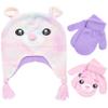 ABG Accessories Girls Critter Winter Hat and 2 Pair Gloves or Mittens (Toddler/Little Girls), Size Age 2-4, Pink Bear Mittens view 1