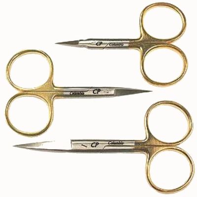 THREE NEW MUST HAVE FLY TYING SCISSORS SET WITH ONE SERRATED BLADE SIDE - EXCELLENT QUALITY