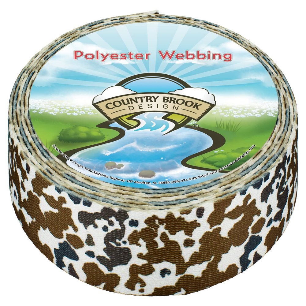 Country Brook Design - Cow Print Polyester Webbing (1 1/2 Inch, 10 Yards)