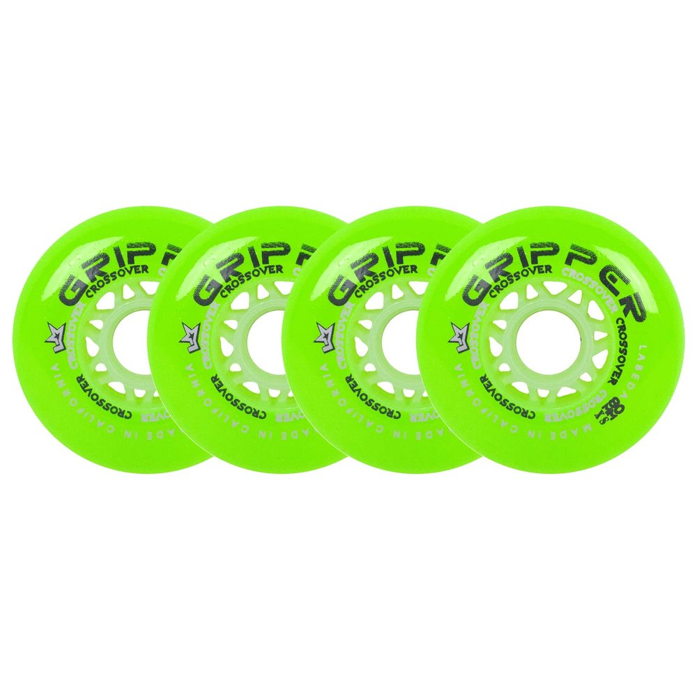 Labeda Roller Hockey Wheels Gripper Crossover X-Soft 74A Green 80mm - Set of 4, 80mm 4-Pack