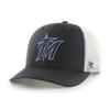 '47 MLB Men's Trucker Snapback Adjustable Hat (Miami Marlins, Black) One Size view 1