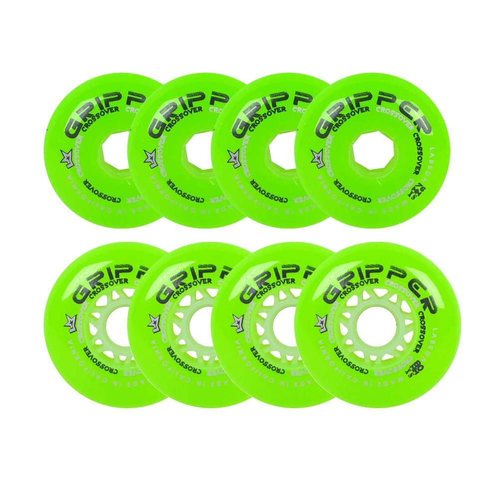Labeda Roller Hockey Wheels Gripper Crossover X-Soft 74A Green 76mm 80mm Hilo