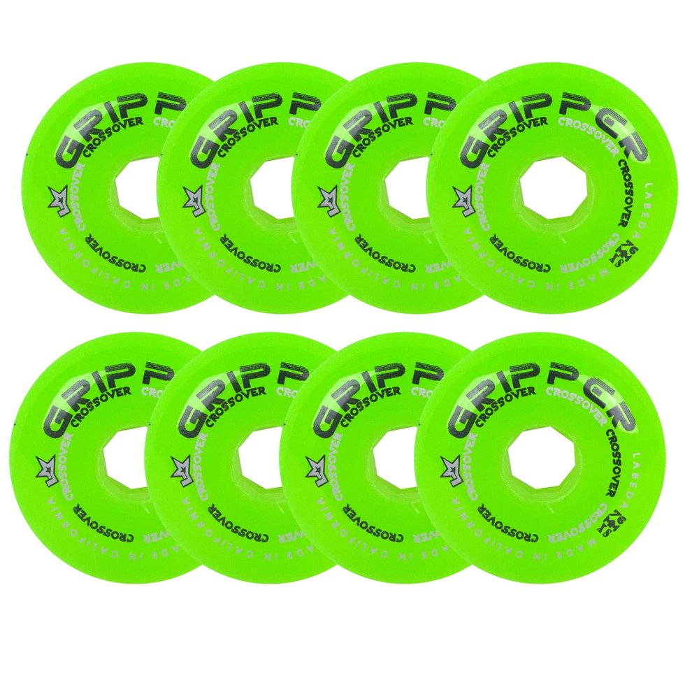 Labeda Roller Hockey Wheels Gripper Crossover X-Soft 74A Green 76mm - Set of 8 Green A Soft 76mm 8-Pack