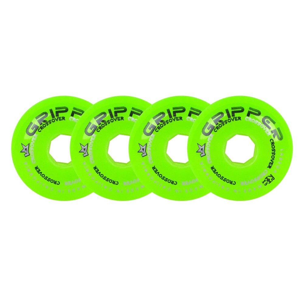 Labeda Roller Hockey Wheels Gripper Crossover X-Soft 74A Green 72mm - Set of 4, Green 74A (X-Soft), 72mm 4-Pack