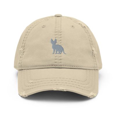 Devon rex cat hat, Embroidered Devon rex hat, Devon rex cat Gifts, cat mom cat dad hat, Unisex Distressed Dad Hat. Khaki