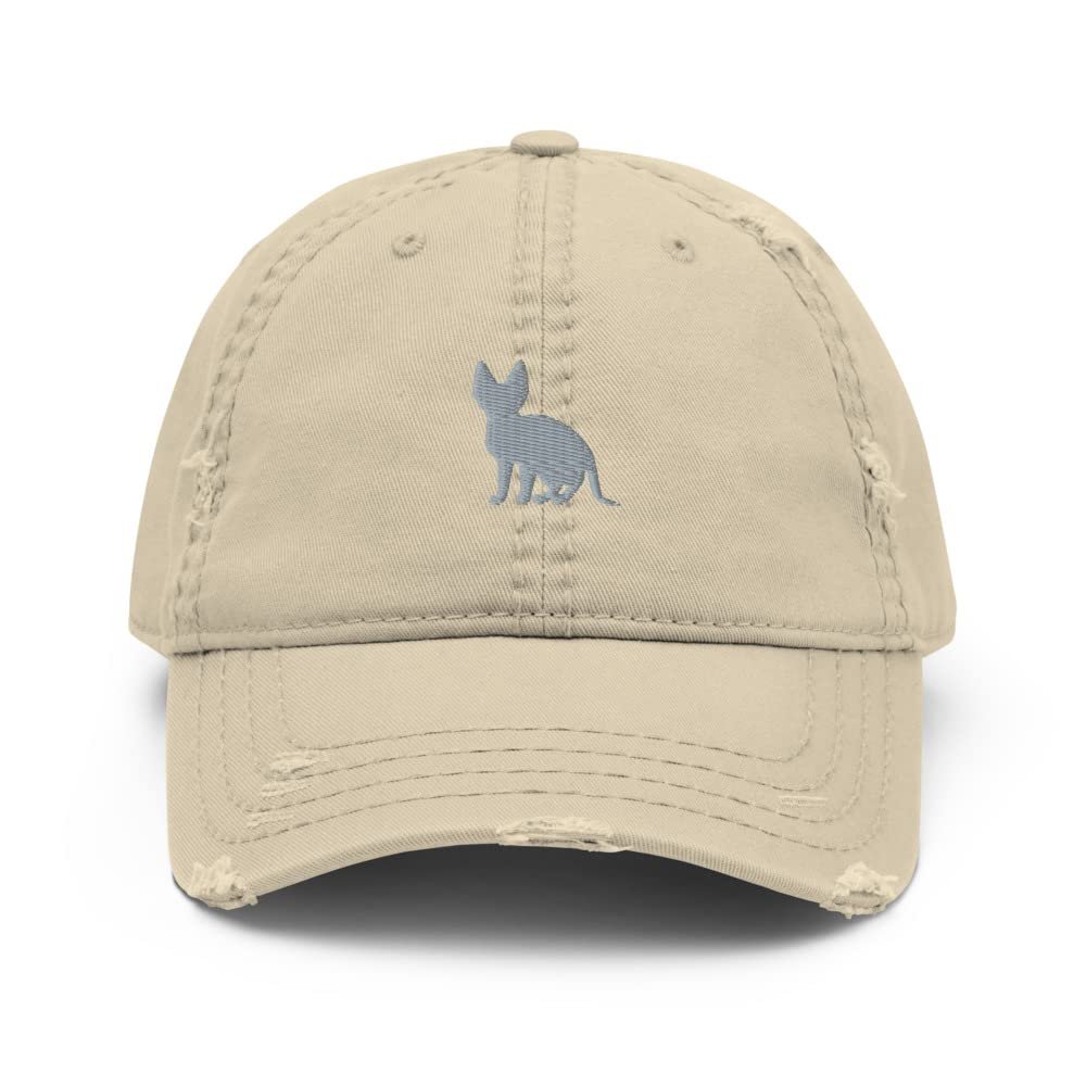Devon rex cat hat, Embroidered Devon rex hat, Devon rex cat Gifts, cat mom cat dad hat, Unisex Distressed Dad Hat. Khaki