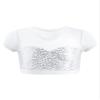 easyforever Girls Athletic Dance Sports Sequins Crop Tops Vest Shirts Gymnastics Ballet Jazz Dance Tank Tops Dancewear White 14 Years view 1