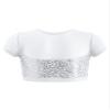 easyforever Girls Athletic Dance Sports Sequins Crop Tops Vest Shirts Gymnastics Ballet Jazz Dance Tank Tops Dancewear White 14 Years view 2