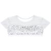 easyforever Girls Athletic Dance Sports Sequins Crop Tops Vest Shirts Gymnastics Ballet Jazz Dance Tank Tops Dancewear White 14 Years view 4