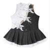 easyforever Kids Girls Long Sleeve Skirted Leotards Bodysuit Ballet Dance Dress Ballerina Figure Ice Skating Dress 005_Black&White 8 Years view 1
