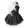 easyforever Kids Girls Long Sleeve Skirted Leotards Bodysuit Ballet Dance Dress Ballerina Figure Ice Skating Dress 005_Black&White 8 Years view 3