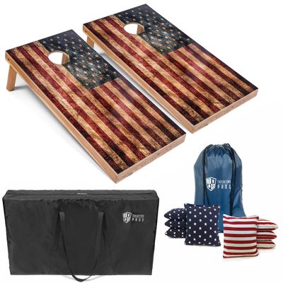 Tailgating Pros Cornhole Boards - 4'x2' Lightweight Cornhole Game- Includes Carrying Case, Set of 8 Corn Hole Bags & Tote
