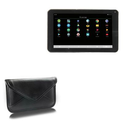 BoxWave Case Compatible with Naxa NID-7019 - Elite Leather Messenger Pouch, Synthetic Leather Cover Case Envelope Design - Jet Black