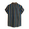 Retro Shirts for Men Button Up Short Sleeve 70S Vintage Stripes Dress Shirts Casual Summer Loose Fit Beach Tops Pocket view 2