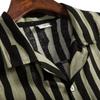 Retro Shirts for Men Button Up Short Sleeve 70S Vintage Stripes Dress Shirts Casual Summer Loose Fit Beach Tops Pocket view 3