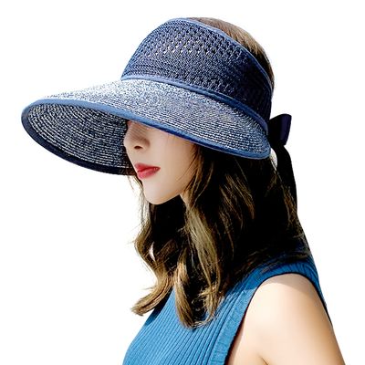 Bienvenu Straw Hats for Women Sun Visors Packable Sun Hat Women,Navy_Big