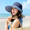 Bienvenu Straw Hats for Women Sun Visors Packable Sun Hat Women,Navy_Big view 2