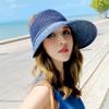 Bienvenu Straw Hats for Women Sun Visors Packable Sun Hat Women,Navy_Big view 3