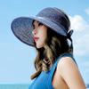 Bienvenu Straw Hats for Women Sun Visors Packable Sun Hat Women,Navy_Big view 4