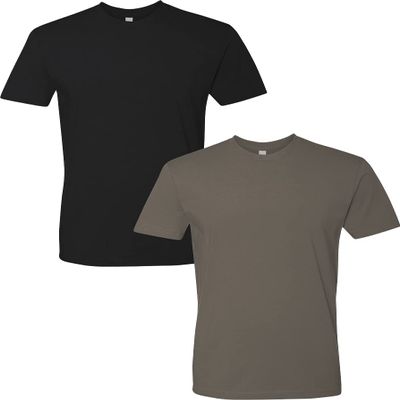 Next Level Mens Premium Fitted Short-Sleeve Crew T-Shirt 3600 Black-Warm Grey