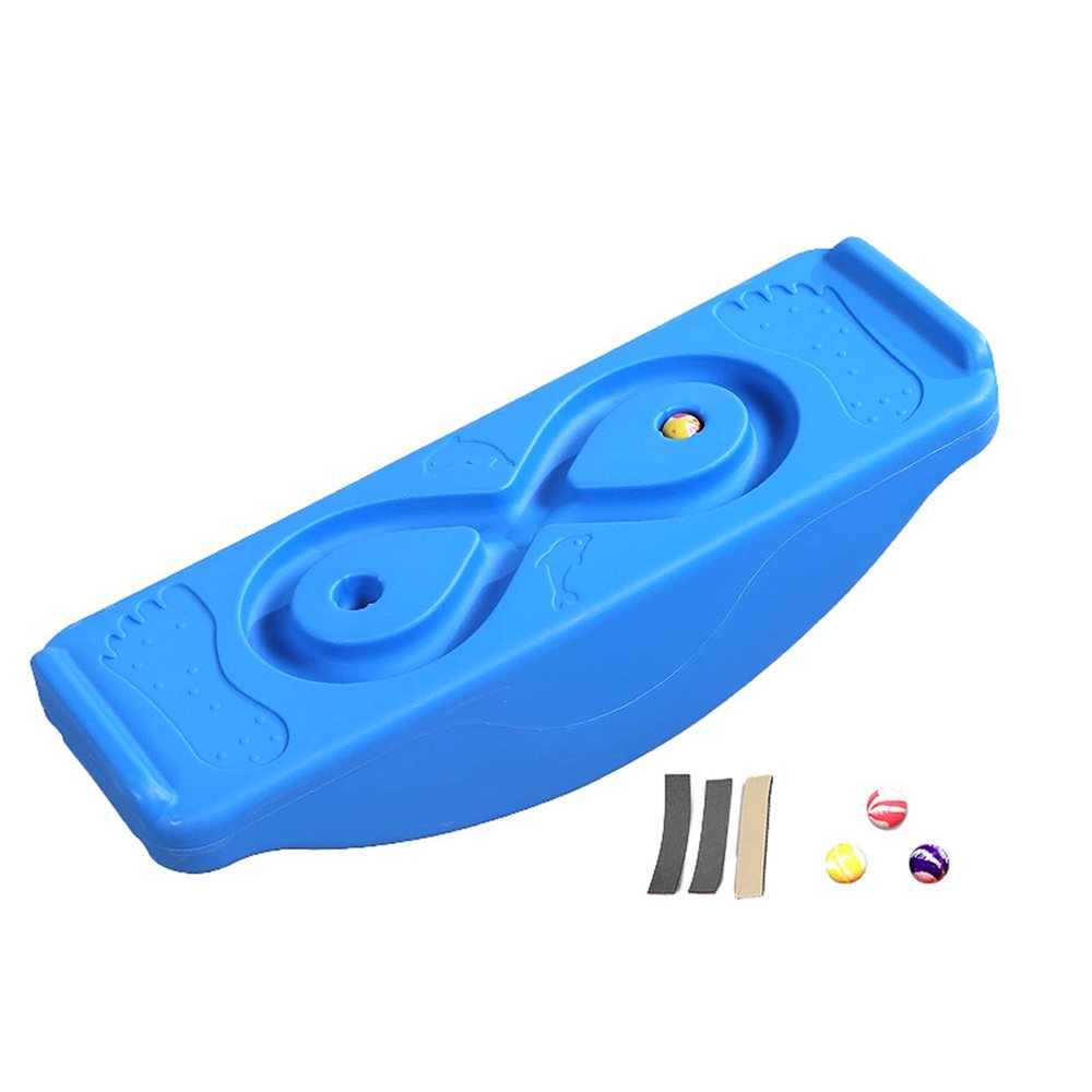 PHASFBJ Board Exercise for Fitness with Roller Board Balancing for Surf, Ski, Snowboard and Skateboarding, Kids Rocking Seesaw Plastic Balance Board with 3 Balls,Blue,1
