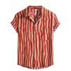 Retro Shirts for Men Button Up Short Sleeve 70S Vintage Stripes Dress Shirts Casual Summer Loose Fit Beach Tops Pocket view 1