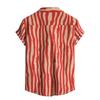 Retro Shirts for Men Button Up Short Sleeve 70S Vintage Stripes Dress Shirts Casual Summer Loose Fit Beach Tops Pocket view 2