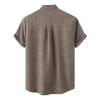 Mens Casual Button Down Shirts Short Sleeve Big Tall Solid Beach Work Tops Regular Fit Stand Collar Dress Shirt Pocket Khaki view 1