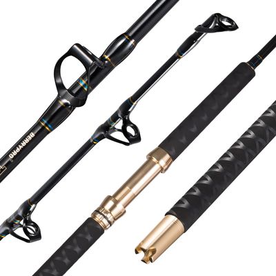 BERRYPRO Bent/Straight Butt Trolling Rod 1-Piece/2-Piece Saltwater Offshore Fishing Rod Big Game Roller Rod Conventional Boat Fishing Pole (Straight Butt-Conventional Guide - Lenght 6'-1pc (50-80lbs))