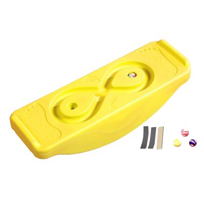 PHASFBJ Board Exercise for Fitness with Roller Board Balancing for Surf, Ski, Snowboard and Skateboarding, Kids Rocking Seesaw Plastic Balance Board with 3 Balls,Yellow,1