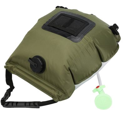 Luqeeg Outdoor Solar Heated Shower Bath Bag, Portable Water Storage Bags for Shower, 20 Liter Camping Shower Bag Kit with Thermomete, Storage Mesh Bag, Handle, Hose and Shower Nozzle