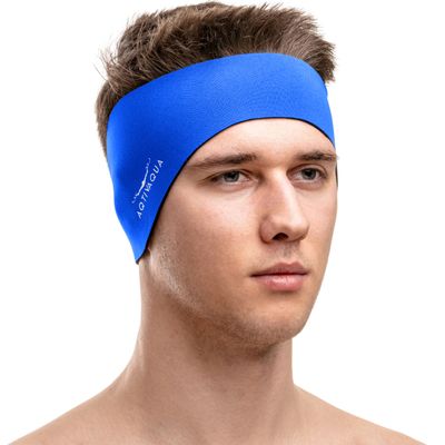 AqtivAqua Swimming Headband Swim Ear Band Protection Cover Swim Headband for Kids Adults Men Women Toddlers Ear Plugs in (Color: Navy, Size: X-Large)
