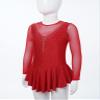 VernLan Big Girls Mock Neck Roller Ice Figure Skating Dress Dance wear Competiton Costume Gymnastic Leotard Skirt Hot Red 12 Years view 4