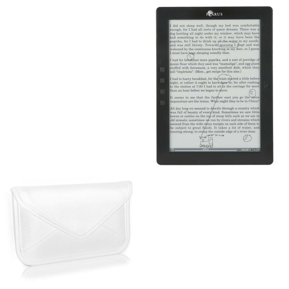 BoxWave Case Compatible with Icarus eXceL - Elite Leather Messenger Pouch, Synthetic Leather Cover Case Envelope Design - Ivory White