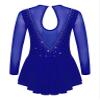 VernLan Big Girls Mock Neck Roller Ice Figure Skating Dress Dance wear Competiton Costume Gymnastic Leotard Skirt Dark Blue 10 Years view 2