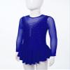 VernLan Big Girls Mock Neck Roller Ice Figure Skating Dress Dance wear Competiton Costume Gymnastic Leotard Skirt Dark Blue 10 Years view 4